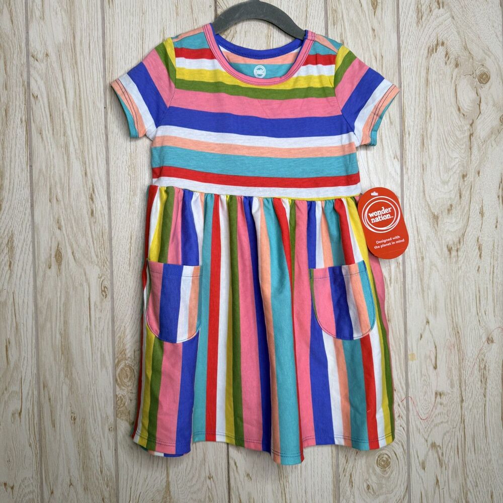 Wonder Nation Girls Play Dress with Short Sleeves